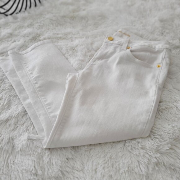 Michael Kors Womens White Skinny Crop Ankle Jeans Gold Accents -SZ 4 - Picture 4 of 8